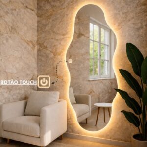 Espelho Com Led Grande Corpo Inteiro Touch Screen Sala Quarto Orgânico - Oferta na Shopee