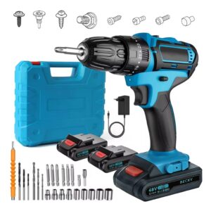 Parafusadeira 2 Baterias 48v Furadeira Maleta 28pcs Cor Preto/azul 110v/220v - Oferta na Shopee