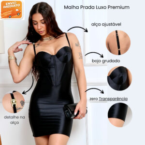 vestido curto tubinho feminino malha prada de festa com bojo alças reguláveis zíper nas costas - Oferta na Shopee