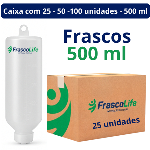 Frasco de Nutrição Alimentação enteral 500 ml - 25 e 100 unidades - Frascolife Frasco de Nutrição Alimentação enteral 500 ml - 25 e 100 unidades - Frascolife - Oferta na Shopee