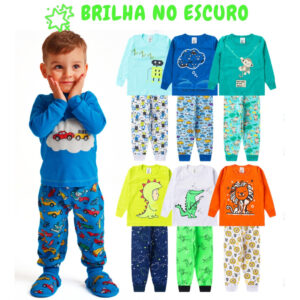 Kit 6 Peças Pijama Brilha no Escuro Sortido Infantil Menino Inverno Roupa Infantil Masculina - Oferta na Shopee