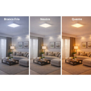 Plafon Led 38w Sobrepor Quadrado Borda Infinita Luz 3 Cores branco frio