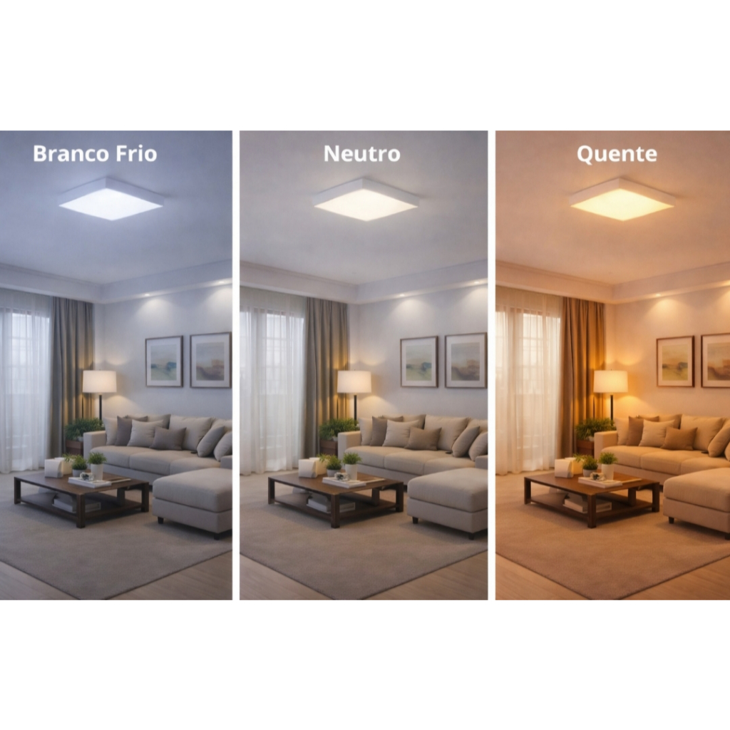 Plafon Led 38w Sobrepor Quadrado Borda Infinita Luz 3 Cores branco frio, neutro, quente 127/220v Plafon Led 38w Sobrepor Quadrado Borda Infinita Luz 3 Cores branco frio