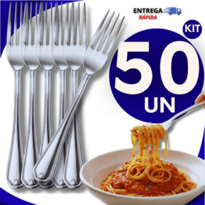 Kit 50 Garfos de Inox Resistentes Talheres para Mesa
