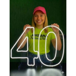 Número 40 Led Neon 50cm alt com CAIXA de MDF super resistente - Oferta na Shopee