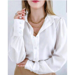 Camisa Feminina Manga Longa com Botões Forrados - Oferta na Shopee