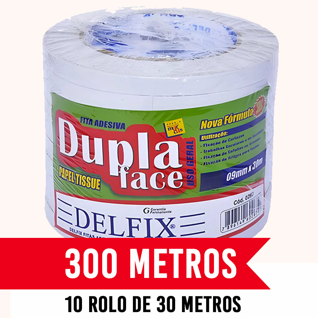 Fita Adesiva Dupla Face Delfix 9mm - 10 Rolos de 30 metros Fita Adesiva Dupla Face Delfix 9mm - 10 Rolos de 30 metros - Oferta na Shopee