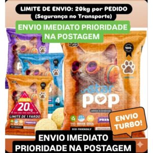 kit Areia Higiênica Biodegradável para Gatos Star Pop 20 kg Alta Absorção