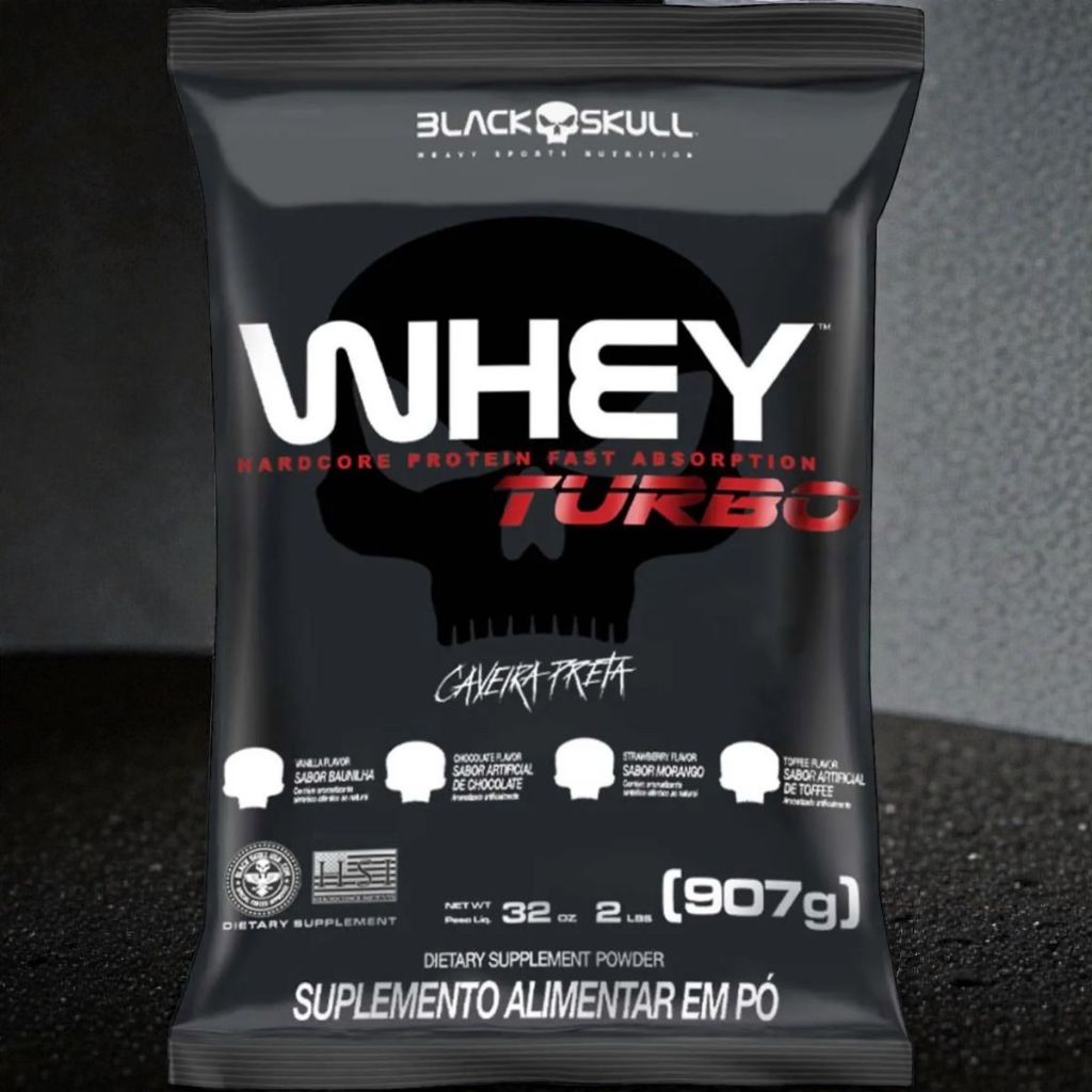 Whey Turbo - Refil 907g - Black Skull Whey Turbo - Refil 907g - Black Skull - Oferta na Shopee