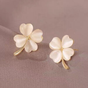 Brincos De Trevo De Pedra Olho De Gato Joias Da Moda Minimalistas Perfeitas Para Uso Diário - Oferta na Shopee