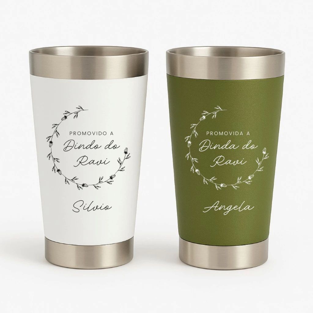 Kit 2 Copos Térmicos Padrinhos Dinda Dindo Com Frase + Nome Kit 2 Copos Térmicos Padrinhos Dinda Dindo Com Frase + Nome