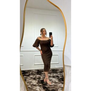Vestido Midi Tricot Losango com Manga Detalhada Moda Evangélica - Oferta na Shopee