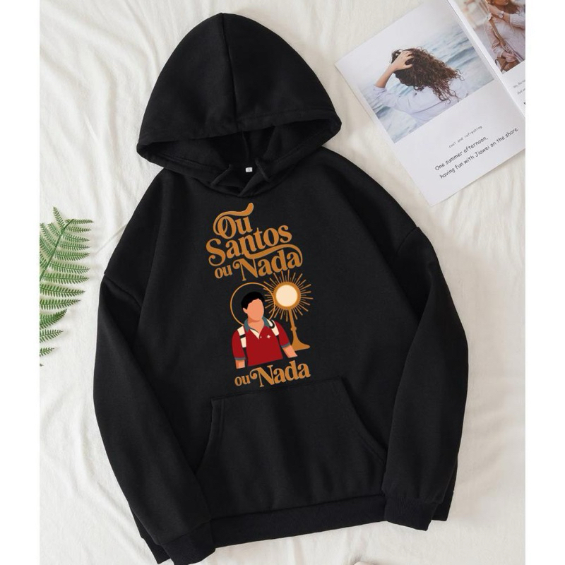 Moletom Preto Canguru Com Capuz Estampa Católica Carlo Acutis Moletom Preto Canguru Com Capuz Estampa Católica Carlo Acutis - Oferta na Shopee