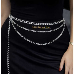 Cinto Feminino Corrente com 3 Camadas Moda Gringa - Oferta na Shopee