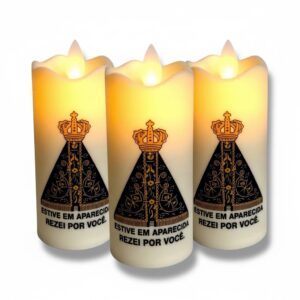 Kit 3 Velas Luz Led Nossa Senhora Aparecida Eletrônica Plástico Com Pilhas - Oferta na Shopee