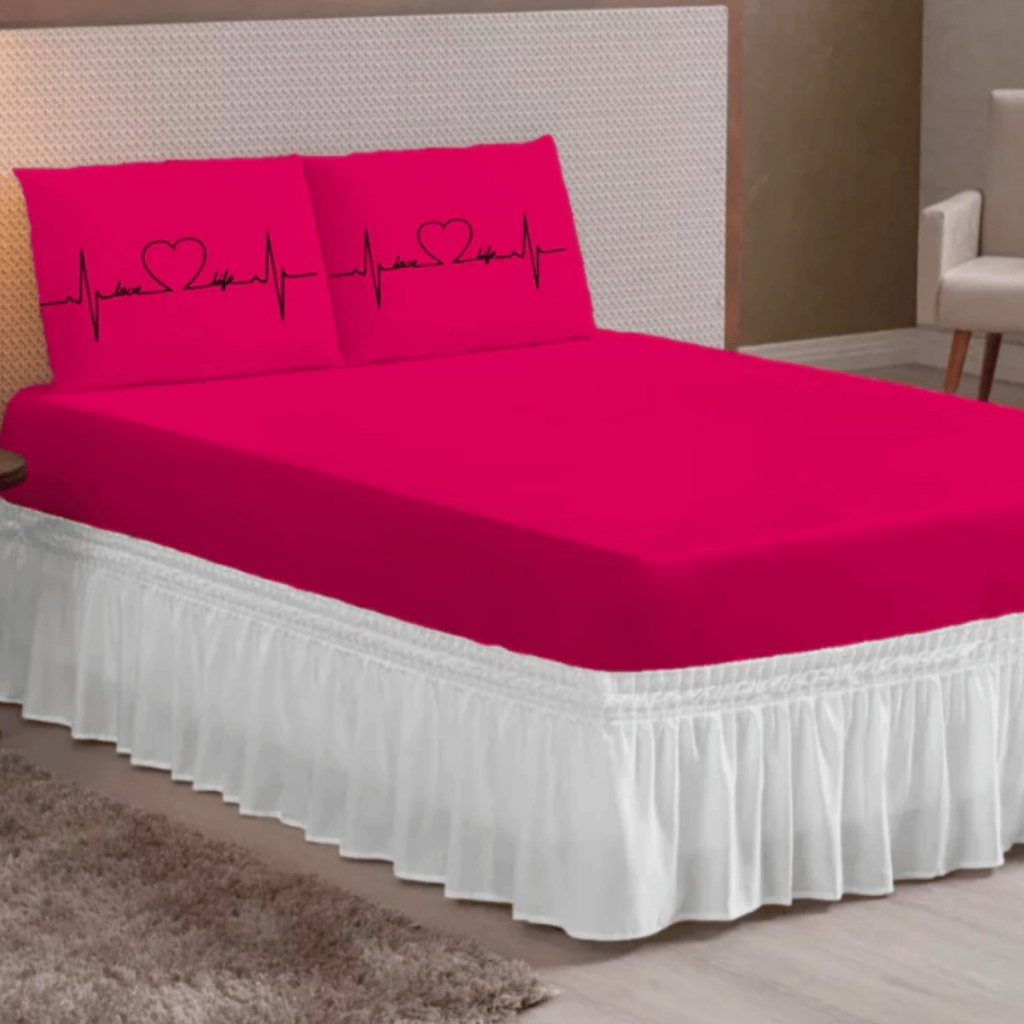 Jogo de Lençol Casal Queen Cores Vivas 3 Peças Fronhas Estampadas Batimentos Coração Jogo de Lençol Casal Queen Cores Vivas 3 Peças Fronhas Estampadas Batimentos Coração - Oferta na Shopee