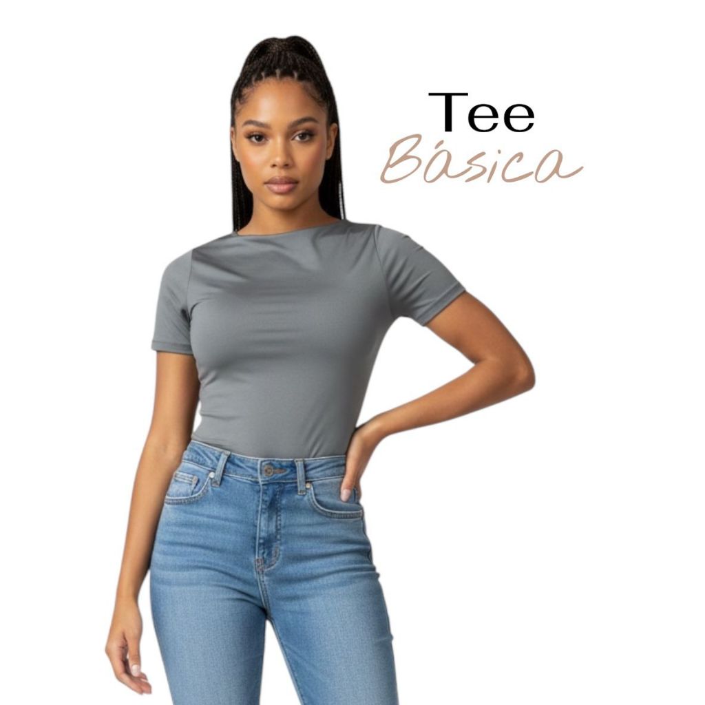 Baby Tee Feminina Blusa Slim Fit Manga Curta Blusa de Compressão Várias Cores Proteção UV Academia Baby Tee Feminina Blusa Slim Fit Manga Curta Blusa de Compressão Várias Cores Proteção UV Academia