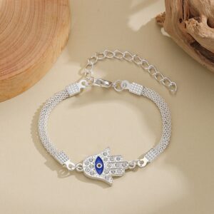 Pulseira De Zircão De Mau Olhado De Prata De 1 Peça Para Mulheres - Oferta na Shopee