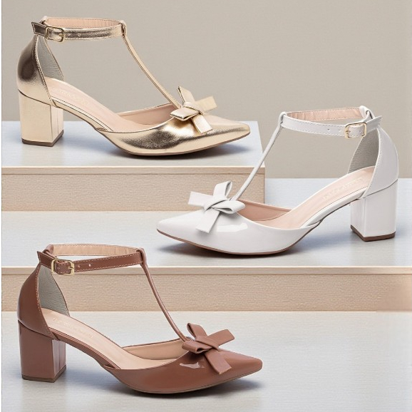 Scarpin Salomé com Laço Salto Baixo Sapato Aberto Lateral Dourado Caramelo Off White Preto Rosa Rose Verde Azul Vermelho Scarpin Salomé com Laço Salto Baixo Sapato Aberto Lateral Dourado Caramelo Off White Preto Rosa Rose Verde Azul Vermelho