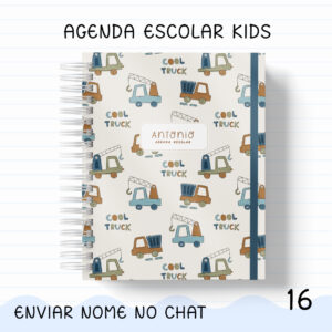 Agenda Escolar KIDS menino 2026 Personalizada c/ Nome A5 -TRANSPORTES MINIMALISTA 1 ou 2 DIAS/PAGINA - Oferta na Shopee