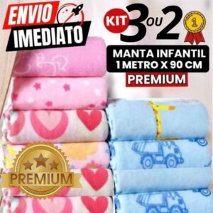 Jogo De 3 2 Manta De bebê Cobertor Do Bebe Mantinha Microfibra Estampada Para Kit Maternidade 1 MT x 90 Cm - Oferta na Shopee