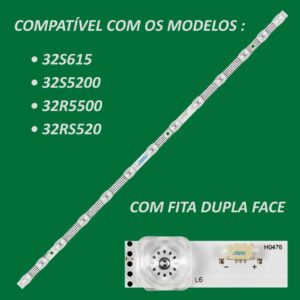 Kit 1 Barra De Led 32s615 32s5200 32r5500 32rs520 - Oferta na Shopee