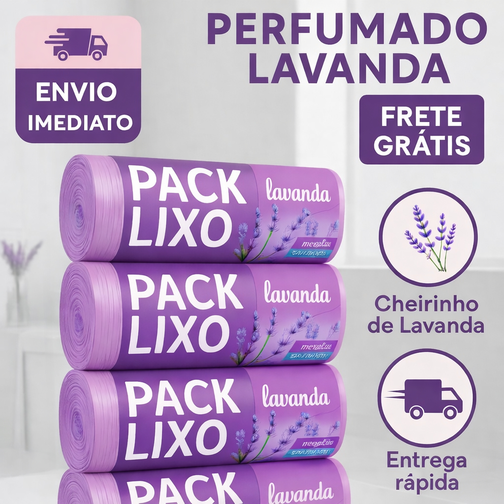 Sacos de Lixo Perfumados Lavanda |Kits 40 á 160 Sacos| 34x38cm Para Pia e Banheiro Neutraliza Odores Sacos de Lixo Perfumados Lavanda |Kits 40 á 160 Sacos| 34x38cm Para Pia e Banheiro Neutraliza Odores