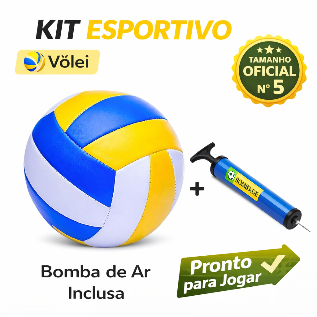Kit Bola de Vôlei Nº 5 + Bomba de Ar Oficial Voleibol Infantil e Adulto Kit Bola de Vôlei Nº 5 + Bomba de Ar Oficial Voleibol Infantil e Adulto - Oferta na Shopee