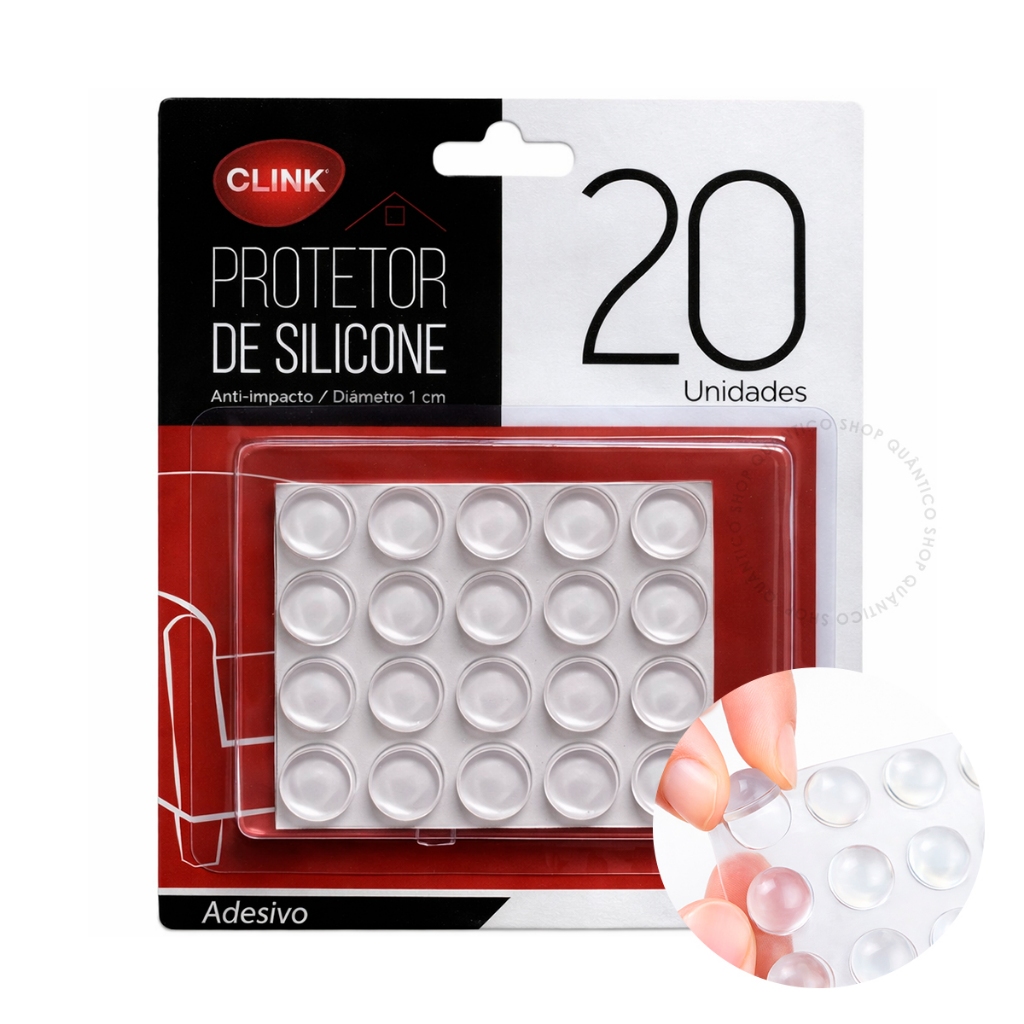 Protetor Silicone Adesivo 1 ou 3 Cartelas Anti-Impacto Redondo Clink Multiuso Protetor Silicone Adesivo 1 ou 3 Cartelas Anti-Impacto Redondo Clink Multiuso