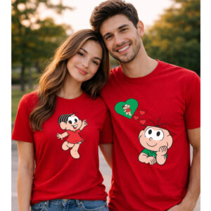 kit 2 Camiseta Casal turma da Monica Slim Kit Mozão Namorados 2 Blusas Algodão Para Você e Sua Metade - Oferta na Shopee