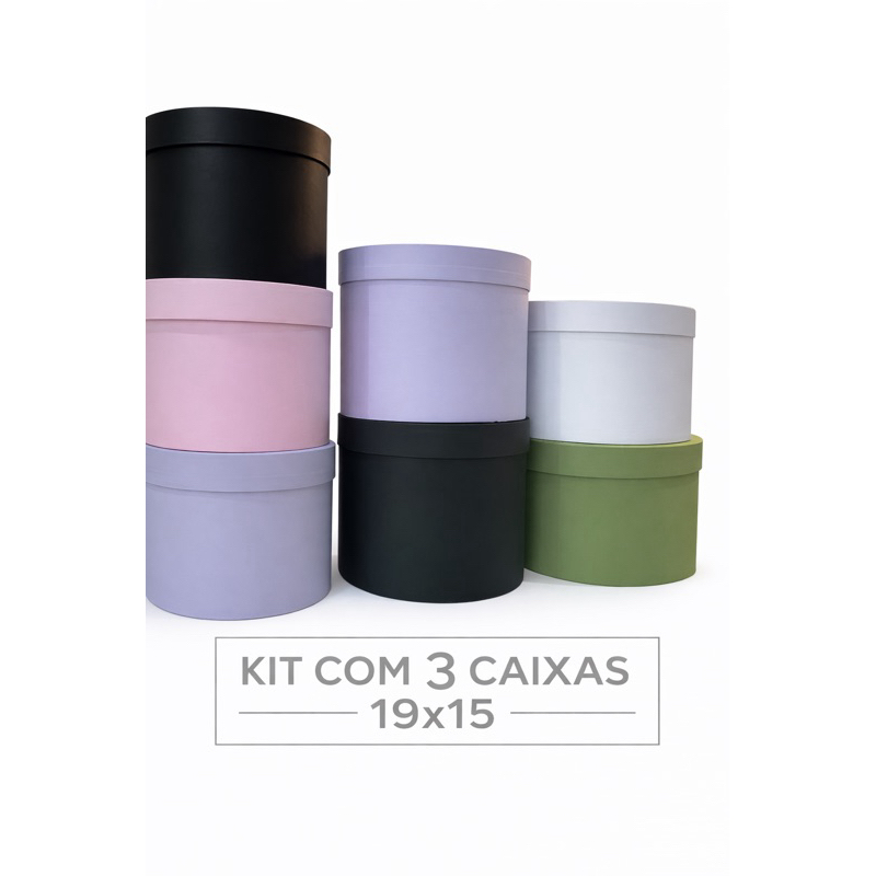 kit 3 caixas redondas 19x15 para cestas , flores,e presentes kit 3 caixas redondas 19x15 para cestas