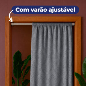 Kit Cortina Para Porta com Varão Ajustável Pronta p/ Instalar Sala Quarto Cozinha - Oferta na Shopee