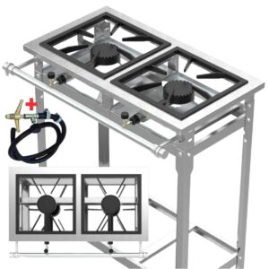 Fogão Industrial Inox 2 Duas Bocas De Alta Pressão Queimador e Grelgha em Ferro Fundido Reforçado - Oferta na Shopee