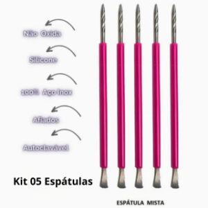 Kit 5 Espátulas Inox com Silicone Rosa – Kit Bastão Espátula – 5 Unidades Inox com Silicone Rosa - Oferta na Shopee