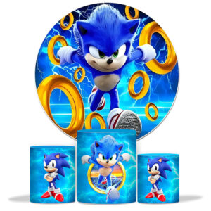 Kit Decoração Festa Infantil Sonic Painel Redondo + Capas de Cilindros Aniversário Completa Premium Varios Temas - Oferta na Shopee
