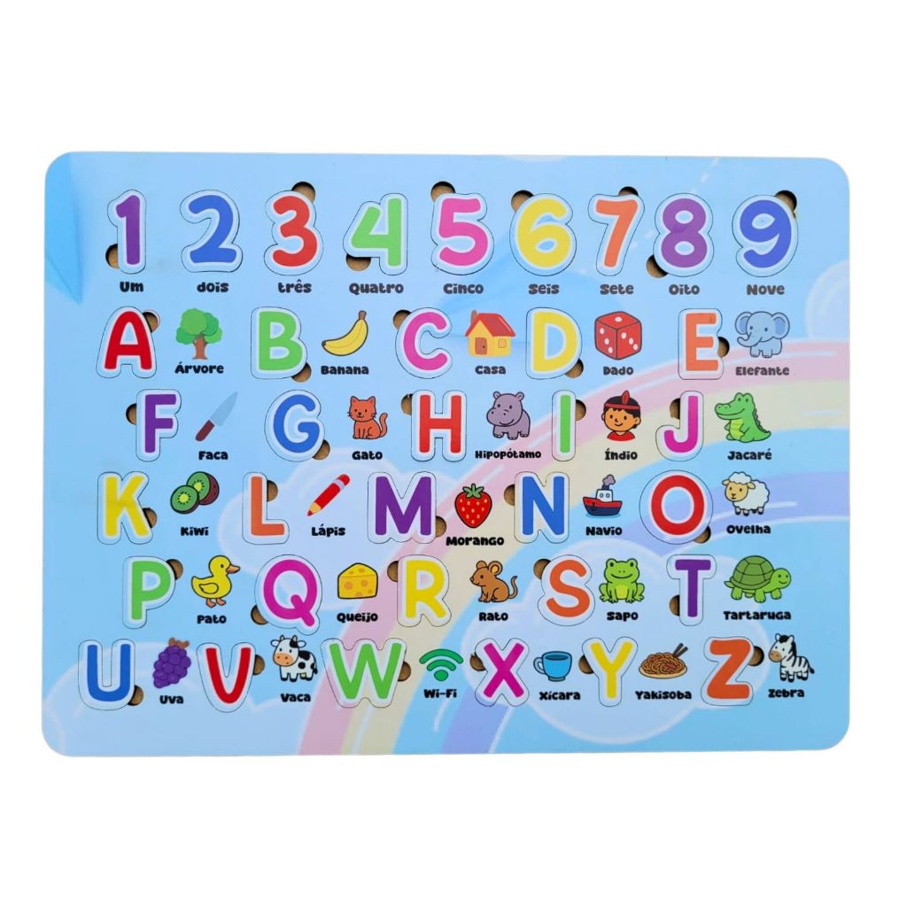Brinquedo Alfabeto Encaixe Números Letras Pedagógico Didático em MDF Educativo A ao Z Quebra Cabeça Brinquedo Alfabeto Encaixe Números Letras Pedagógico Didático em MDF Educativo A ao Z Quebra Cabeça