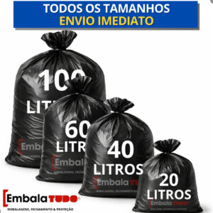 Saco de Lixo Reforçado com 100unds 20L / 40L / 60L / 100 Litros Preto Direto da Fábrica - Oferta na Shopee
