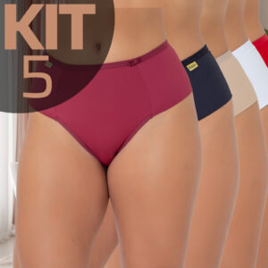 KIT 5 Calcinha Fio Duplo Poliamida Fio Duplo Empina Bumbum Lingerie Conforto Cintura Cós Médio Pala Larga Dupla - Oferta na Shopee
