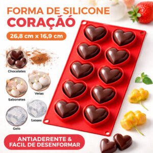 Forma de Silicone Coração 26cm Antiaderente Molde para Chocolate Gelatina Vela Gelo e Doces Sabonete - Oferta na Shopee