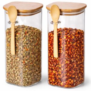 Potes de Vidro De 1 Litro com Tampa E colher de Bambu Hermética - Oferta na Shopee