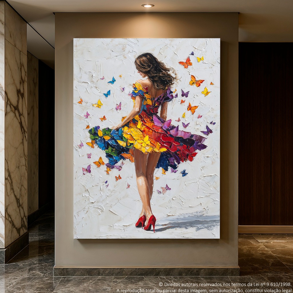 Quadro decorativo mulher vestido borboletas coloridas decoração quarto sala escritório Quadro decorativo mulher vestido borboletas coloridas decoração quarto sala escritório - Oferta na Shopee