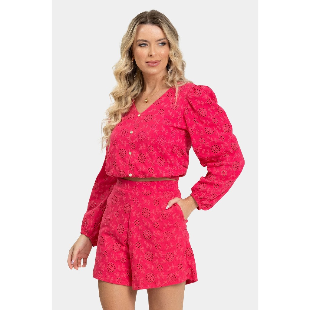 Blusa Feminina Pink Texturizada Laise 100% Algodão Manga Longa Decote V Pink Casual Elegante Blusa Feminina Pink Texturizada Laise 100% Algodão Manga Longa Decote V Pink Casual Elegante - Oferta na Shopee