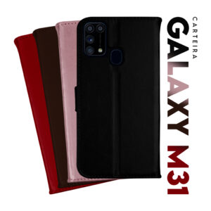 Capa Case Capinha Carteira Flip Cover Couro Sintético PRETA Samsung Galaxy M31 M315 tela 6.4 pol Cell in Power25 - Oferta na Shopee