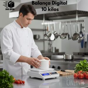 Balança Digital Eletrônica de Mesa Cozinha até 10kg para Medir Alimentos e Receitas Uso Doméstico e Profissional Branca - Oferta na Shopee