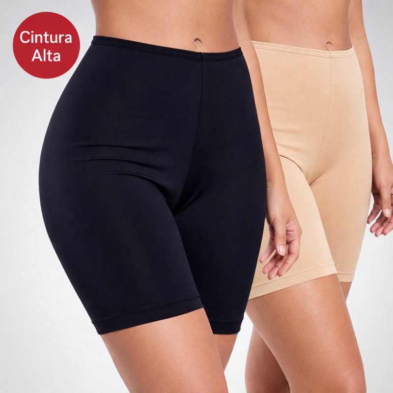 Short Anágua Feminino Segunda Pele Cintura Alta Por baixo da Roupa Sem Transparência P|M|G|GG Short Anágua Feminino Segunda Pele Cintura Alta Por baixo da Roupa Sem Transparência P|M|G|GG