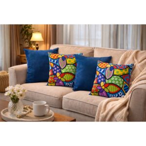 Kit 4 Capas de Almofadas Decorativa Gorgurinho 40cm x 40cm Estampado Romero Brito - Oferta na Shopee