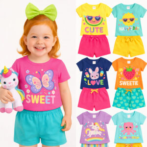 Kit Sortido 4 Peças Roupa Infantil Menina Verão Conjunto Feminino de Bebê Verão Entrega Rápida Moda Infantil Verão - Oferta na Shopee