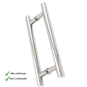 Puxador Aço Inox Tubular 45cmx30cm para Porta / Portão - Vidro