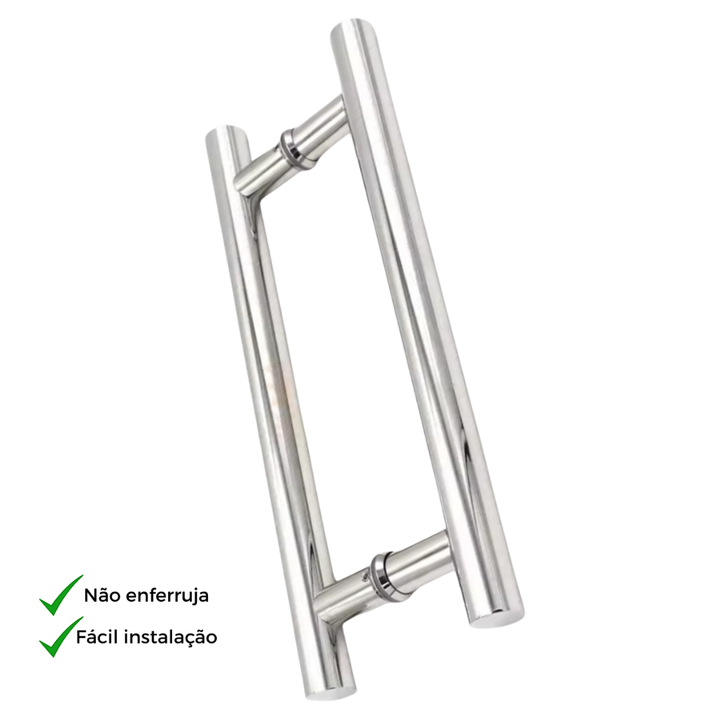Puxador Aço Inox Tubular 45cmx30cm para Porta / Portão - Vidro, Madeira e Aluminio - Não enferruja Puxador Aço Inox Tubular 45cmx30cm para Porta / Portão - Vidro