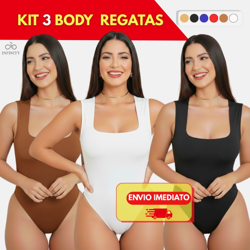 Kit 3 Body Feminino Decote Quadrado Alça Larga Regata Com Forro Tecido Suplex Premiu Liso Casual Kit 3 Body Feminino Decote Quadrado Alça Larga Regata Com Forro Tecido Suplex Premiu Liso Casual - Oferta na Shopee